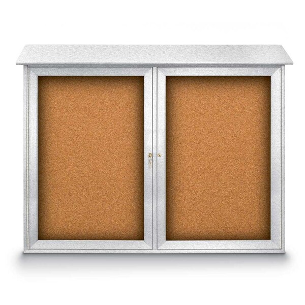 Indoor Enclosed Combo Board, 48"x36", Satin Frame/Green & Amethyst